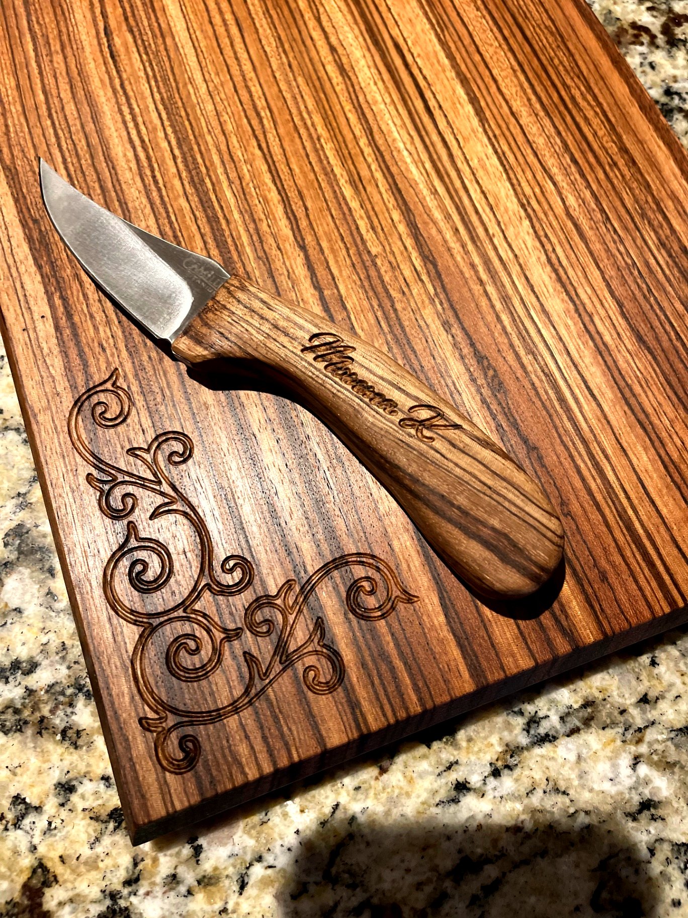 Custom Engraved Cutting Board & Knife